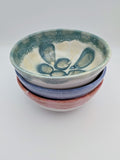 Set of 3 medium bowls - green/ivory, blue/yellow, red/orange