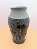Dragonflies and reeds vase - purple and greenish hues