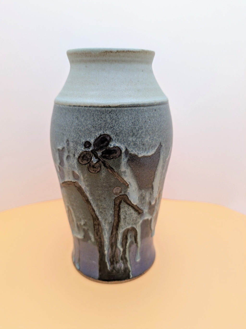 Dragonflies and reeds vase - purple and greenish hues