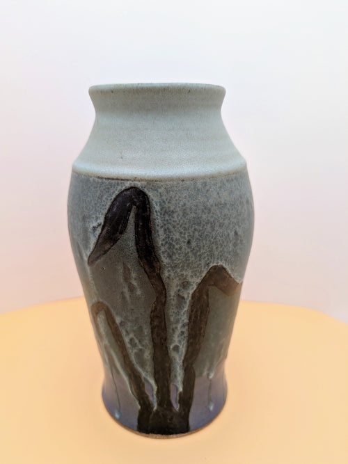 Dragonflies and reeds vase - purple and greenish hues