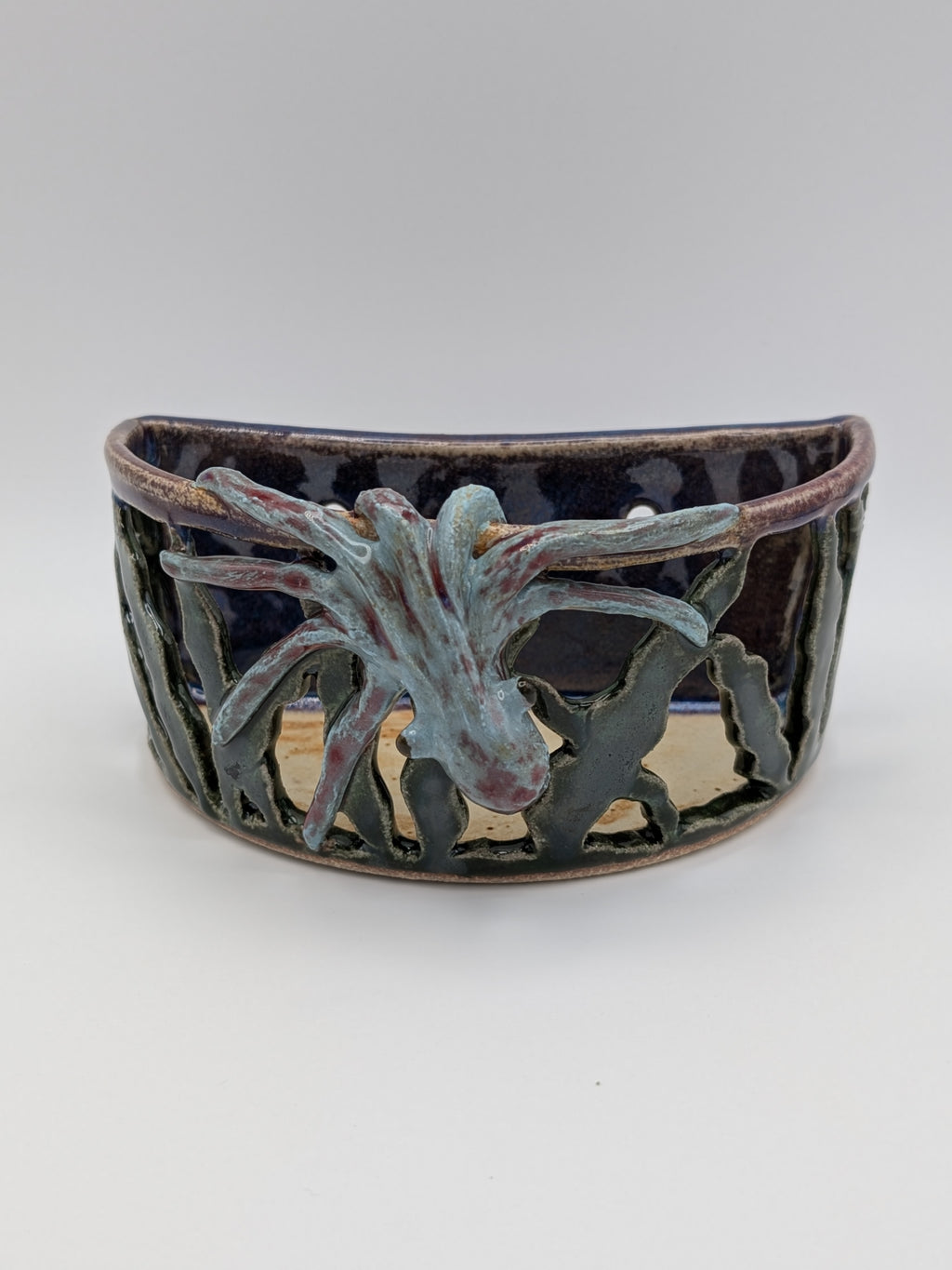 Sponge holder - light blue octopus