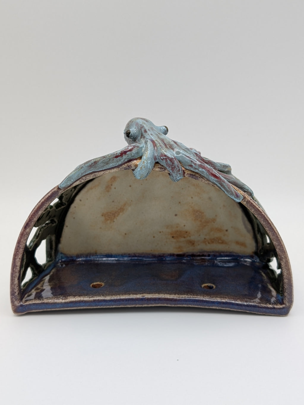 Sponge holder - light blue octopus