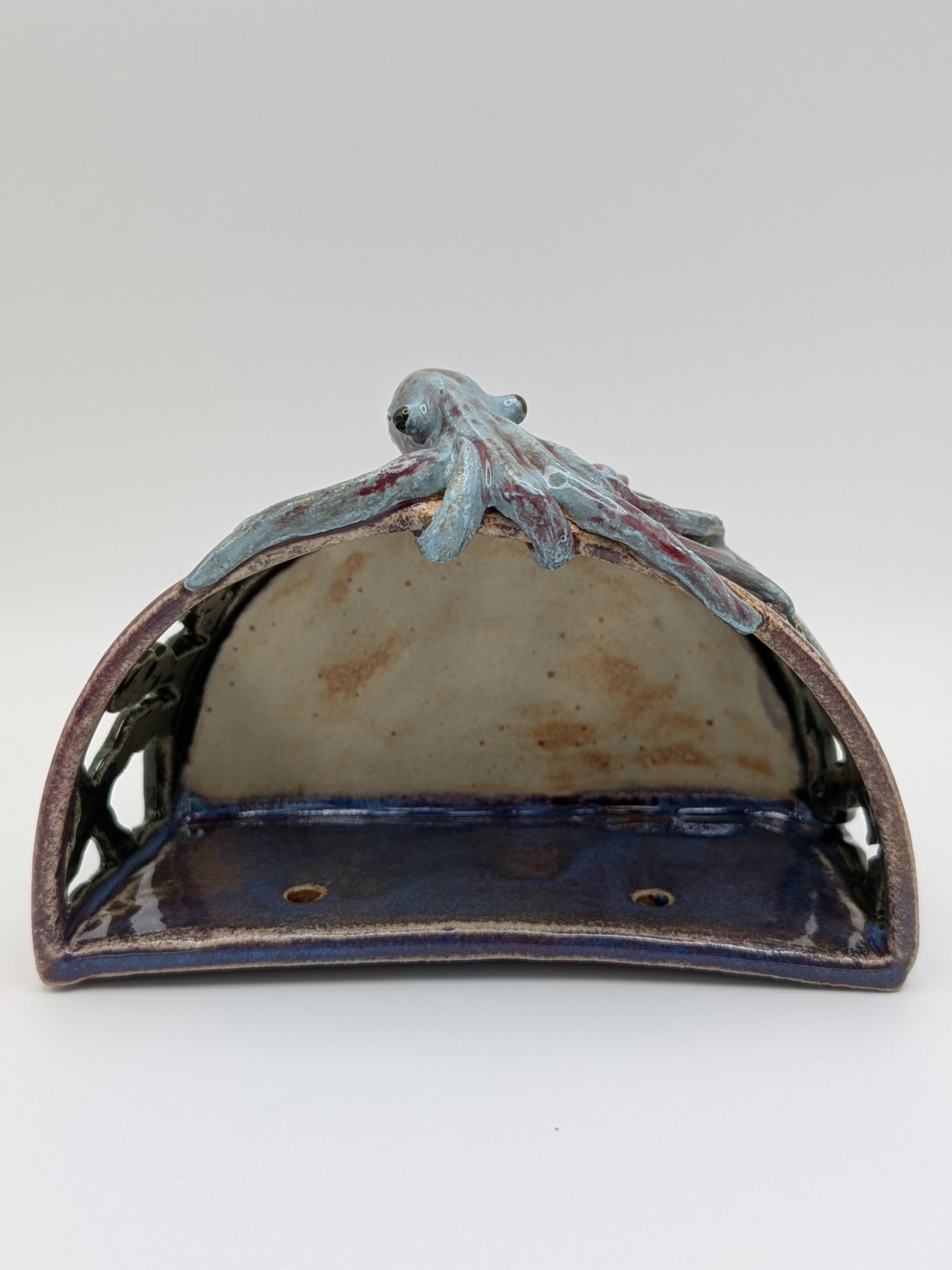 Sponge holder - light blue octopus