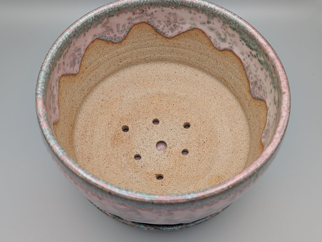 Pink & Green Planter with Saucer