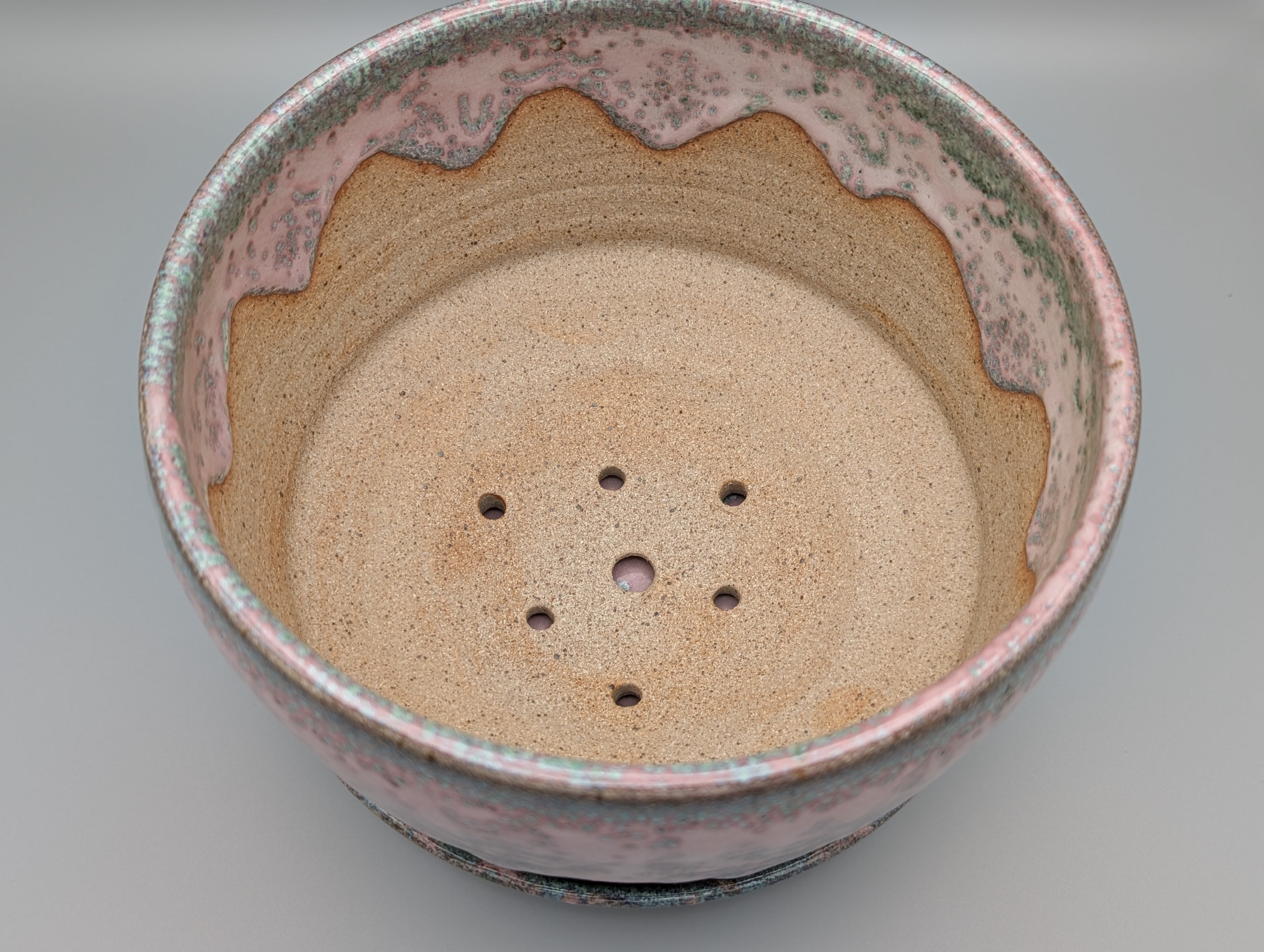 Pink & Green Planter with Saucer