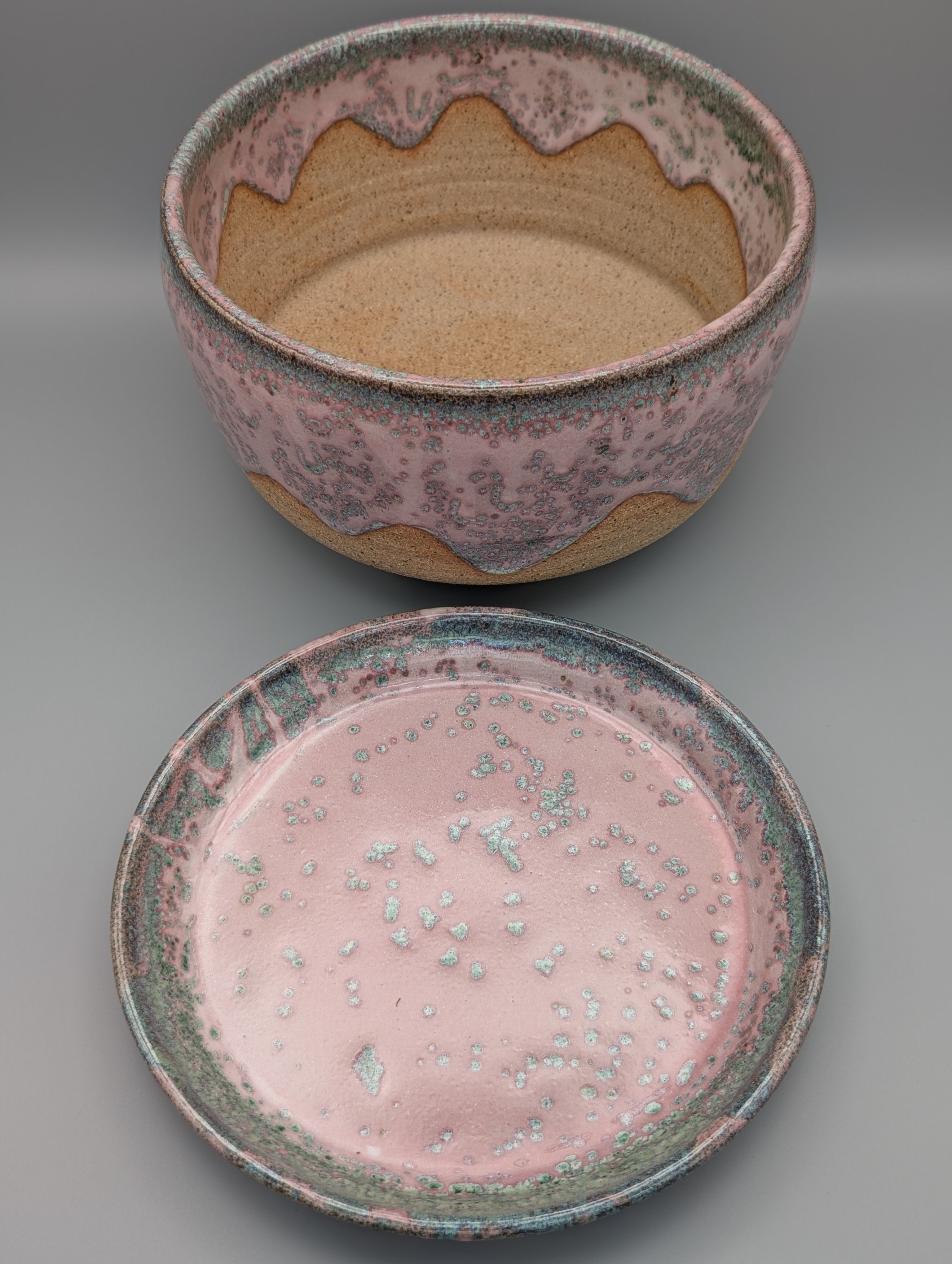 Pink & Green Planter with Saucer